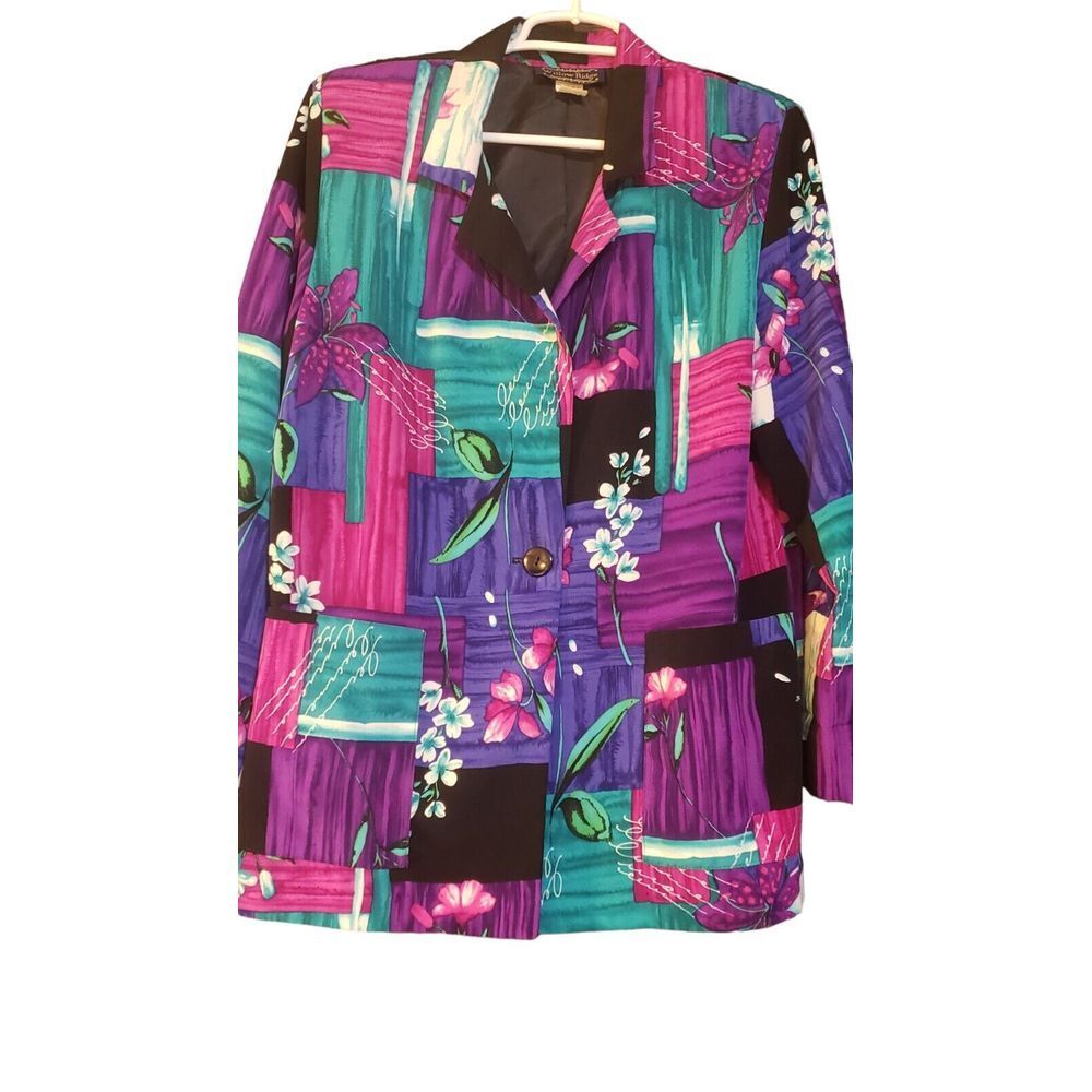 Vintage WILLOW RIDGE Womens‎ Multicolor Floral Jacket Cardigan Blazer Sz M USA